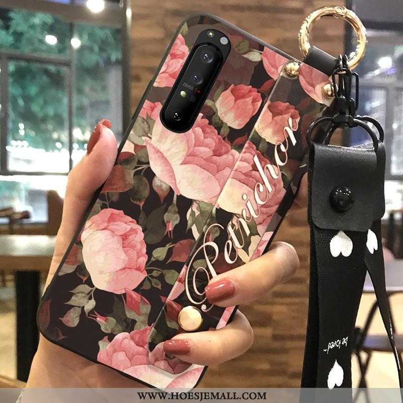 Hoesje Sony Xperia 1 Ii Zacht Bescherming Bloemen Hanger Ondersteuning Scheppend Witte