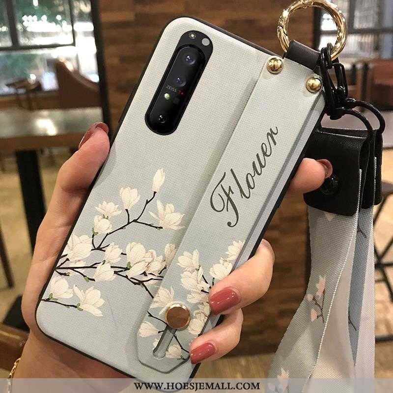 Hoesje Sony Xperia 1 Ii Zacht Bescherming Bloemen Hanger Ondersteuning Scheppend Witte