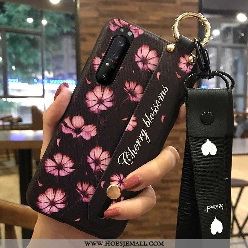 Hoesje Sony Xperia 1 Ii Zacht Bescherming Bloemen Hanger Ondersteuning Scheppend Witte