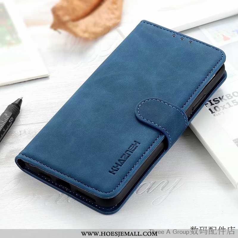 Hoes Sony Xperia 1 Ii Leren Hoesje Schrobben Vintage Blauw Anti-fall Folio Blauwe