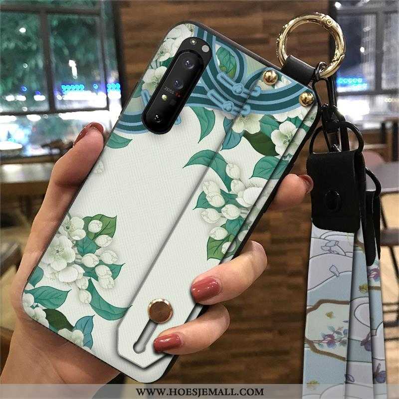 Hoes Sony Xperia 1 Ii Zacht Bescherming Hoesje Vintage Trend Hanger Ondersteuning Groen