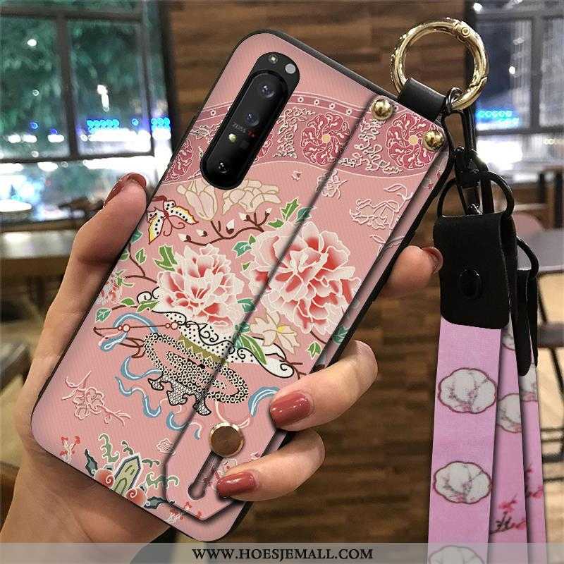 Hoes Sony Xperia 1 Ii Zacht Bescherming Hoesje Vintage Trend Hanger Ondersteuning Groen