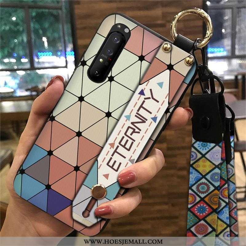 Hoes Sony Xperia 1 Ii Zacht Bescherming Hoesje Vintage Trend Hanger Ondersteuning Groen