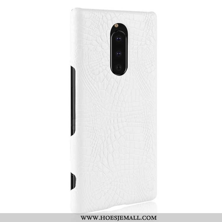 Hoesje Sony Xperia 1 Bescherming Leer Hard Kwaliteit Anti-fall Donkerblauw Patroon Donkerblauwe