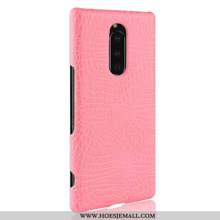 Hoesje Sony Xperia 1 Bescherming Leer Hard Kwaliteit Anti-fall Donkerblauw Patroon Donkerblauwe