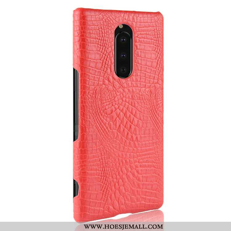 Hoesje Sony Xperia 1 Bescherming Leer Hard Kwaliteit Anti-fall Donkerblauw Patroon Donkerblauwe