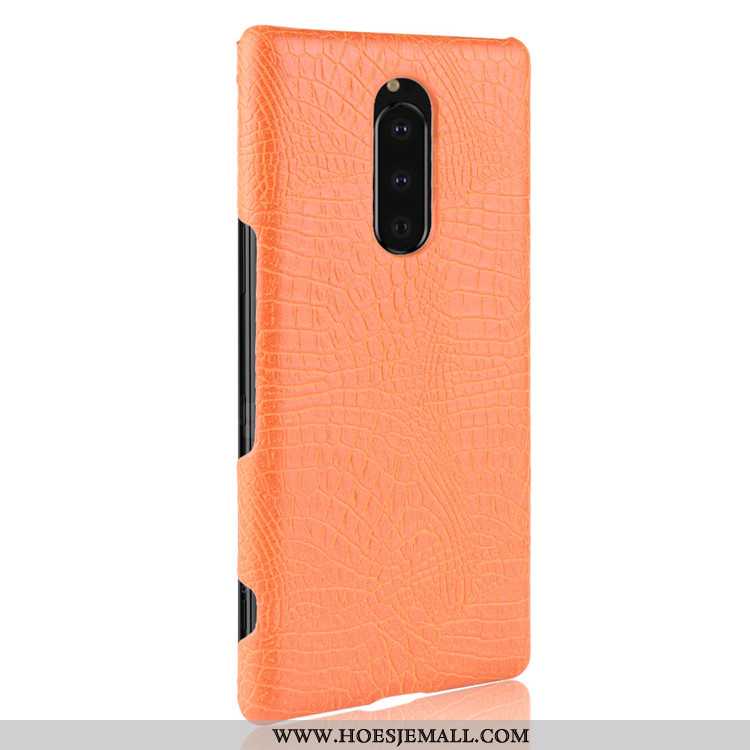 Hoesje Sony Xperia 1 Bescherming Leer Hard Kwaliteit Anti-fall Donkerblauw Patroon Donkerblauwe