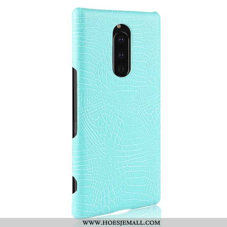 Hoesje Sony Xperia 1 Bescherming Leer Hard Kwaliteit Anti-fall Donkerblauw Patroon Donkerblauwe