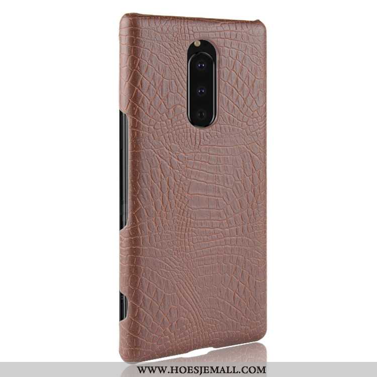 Hoesje Sony Xperia 1 Bescherming Leer Hard Kwaliteit Anti-fall Donkerblauw Patroon Donkerblauwe