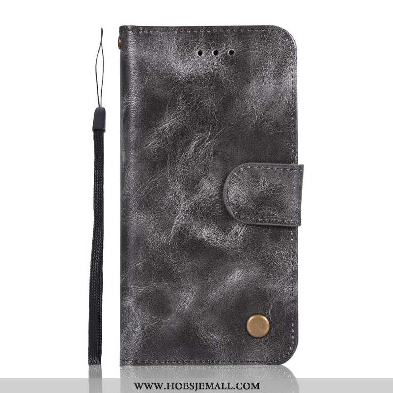 Hoes Sony Xperia 1 Portemonnee Patroon Leren Hoesje Kaart Grijs Vintage Mobiele Telefoon