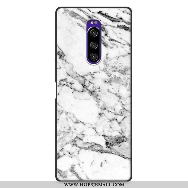 Hoesje Sony Xperia 1 Bescherming Patroon Mobiele Telefoon Wit Zacht Siliconen Witte