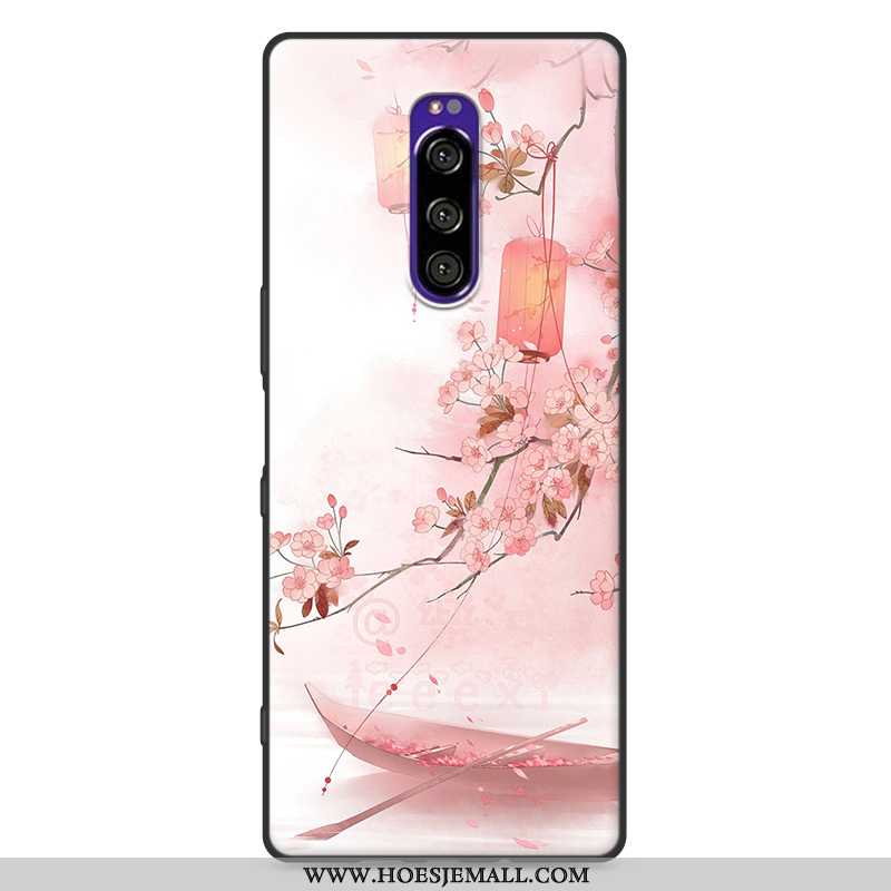 Hoes Sony Xperia 1 Zacht Siliconen Scheppend Hoesje Mobiele Telefoon Wind Roze