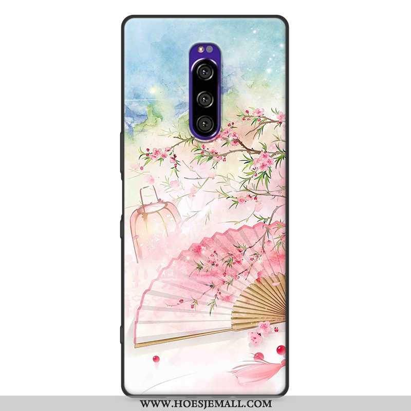 Hoes Sony Xperia 1 Zacht Siliconen Scheppend Hoesje Mobiele Telefoon Wind Roze