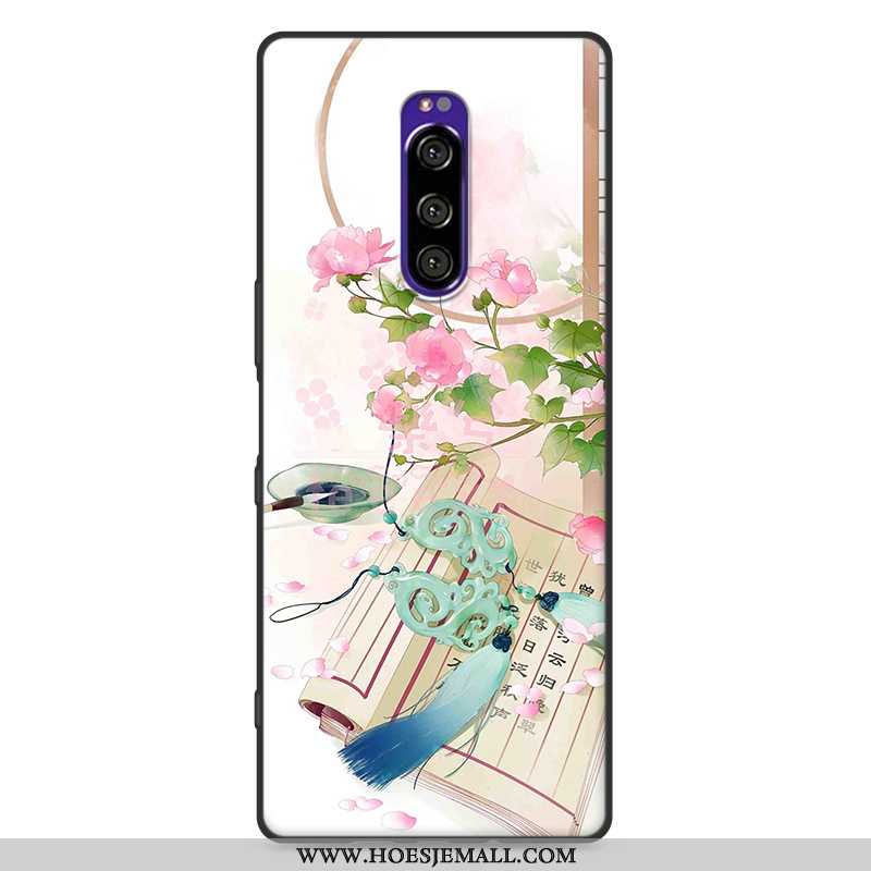 Hoes Sony Xperia 1 Zacht Siliconen Scheppend Hoesje Mobiele Telefoon Wind Roze