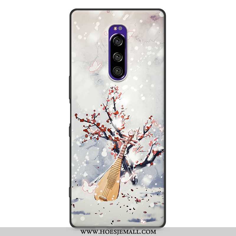 Hoes Sony Xperia 1 Zacht Siliconen Scheppend Hoesje Mobiele Telefoon Wind Roze