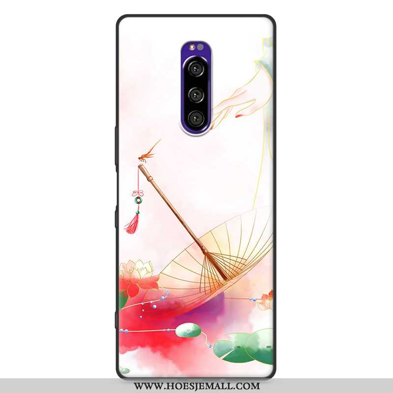 Hoes Sony Xperia 1 Zacht Siliconen Scheppend Hoesje Mobiele Telefoon Wind Roze