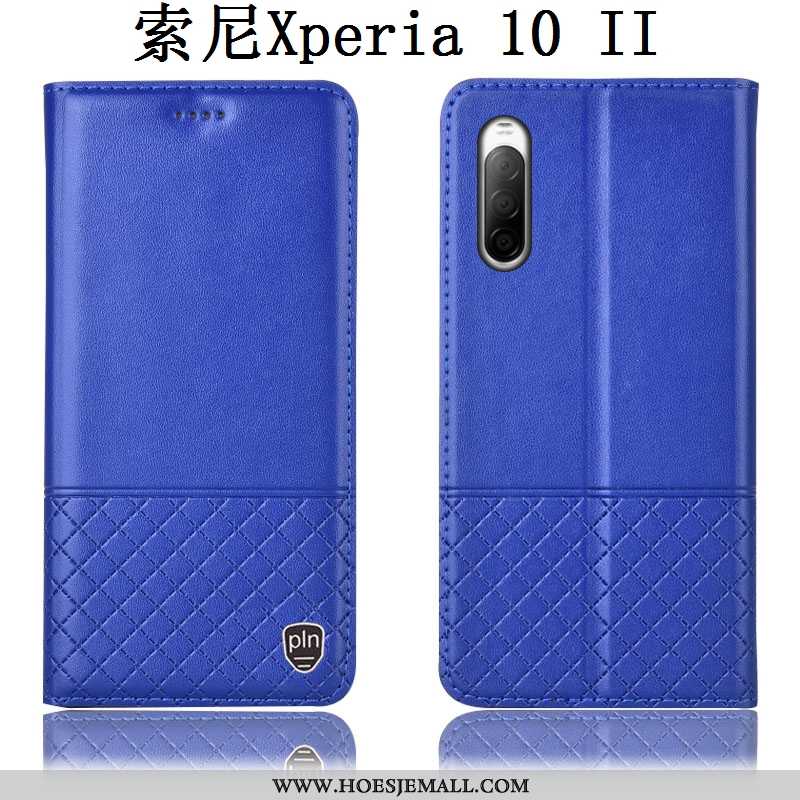 Hoesje Sony Xperia 10 Ii Bescherming Echt Leer Mobiele Telefoon Hoes Folio Anti-fall Bruin