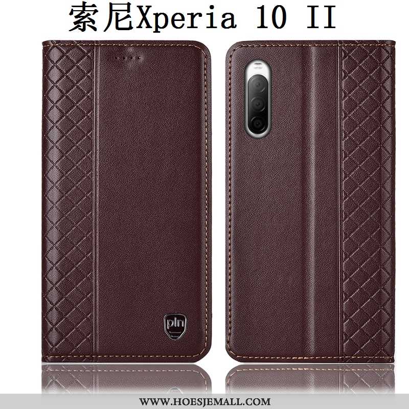 Hoes Sony Xperia 10 Ii Echt Leer Bescherming Anti-fall Rood Hoesje Mobiele Telefoon