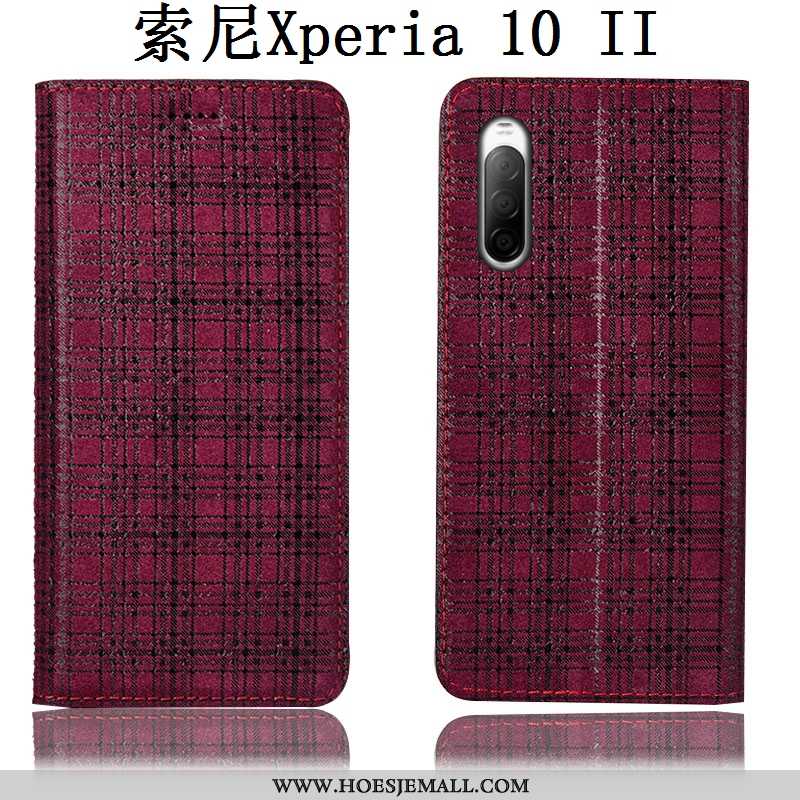 Hoes Sony Xperia 10 Ii Bescherming Leren Hoesje Anti-fall Grijs Fluweel Folio