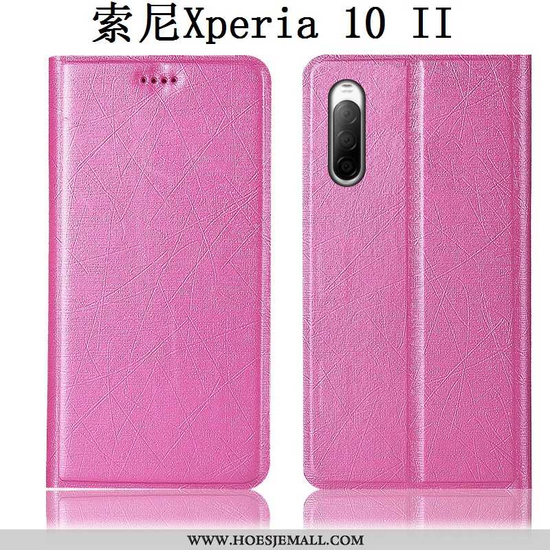 Hoesje Sony Xperia 10 Ii Bescherming Leren Zijde Mobiele Telefoon Hoes All Inclusive Zwarte