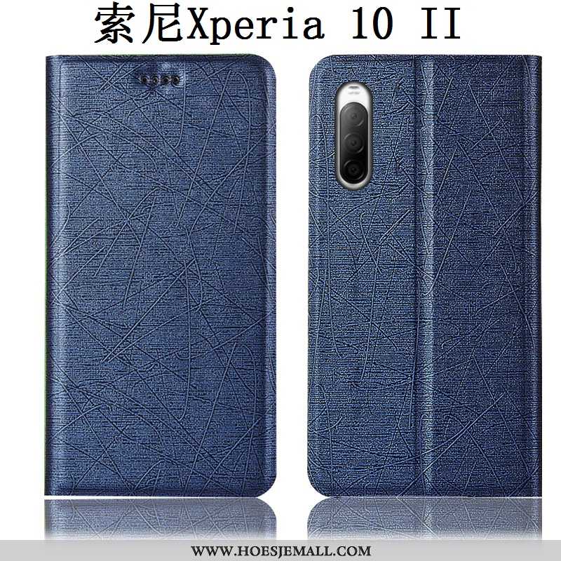 Hoesje Sony Xperia 10 Ii Bescherming Leren Zijde Mobiele Telefoon Hoes All Inclusive Zwarte