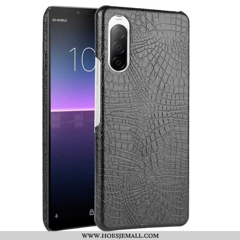 Hoesje Sony Xperia 10 Ii Bescherming Leer Hoes Hard Mobiele Telefoon Zwart Zwarte