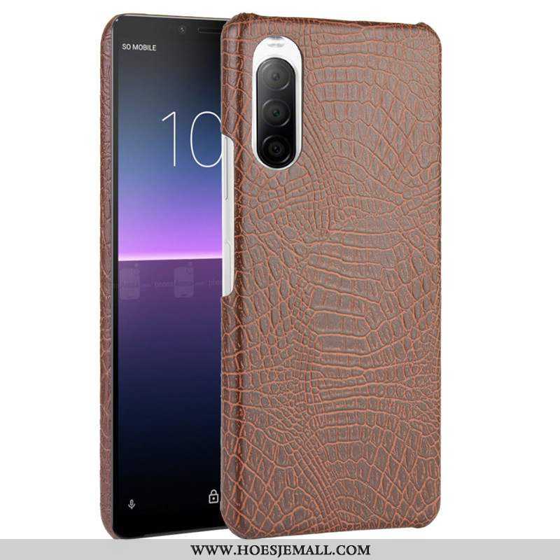 Hoesje Sony Xperia 10 Ii Bescherming Leer Hoes Hard Mobiele Telefoon Zwart Zwarte