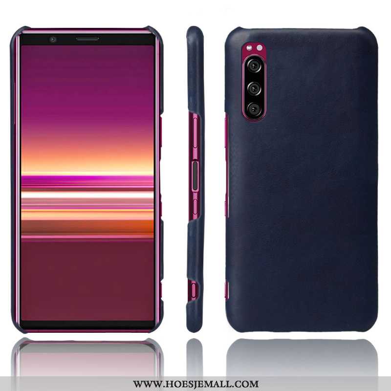 Hoes Sony Xperia 10 Ii Bescherming Leer Mobiele Telefoon Donkerblauw Hoesje Kwaliteit Donkerblauwe