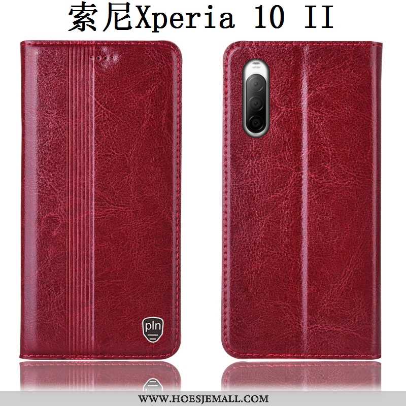 Hoes Sony Xperia 10 Ii Leren Hoesje Bescherming Anti-fall Folio Mobiele Telefoon Bruin