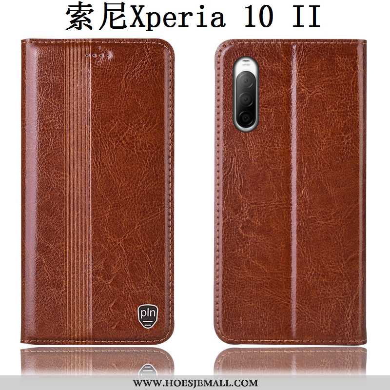 Hoes Sony Xperia 10 Ii Leren Hoesje Bescherming Anti-fall Folio Mobiele Telefoon Bruin