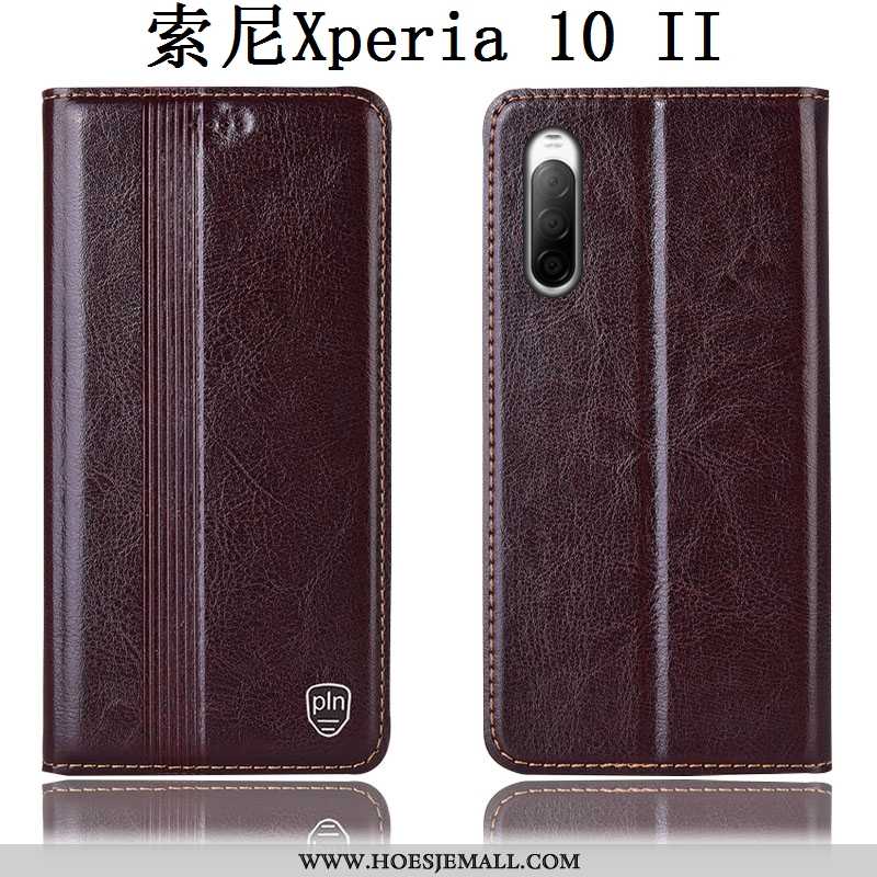 Hoes Sony Xperia 10 Ii Leren Hoesje Bescherming Anti-fall Folio Mobiele Telefoon Bruin