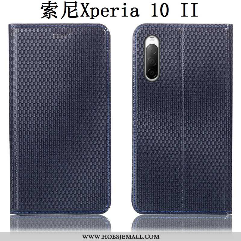 Hoes Sony Xperia 10 Ii Echt Leer Patroon Mobiele Telefoon Anti-fall Hoesje Bruin Bescherming Bruine