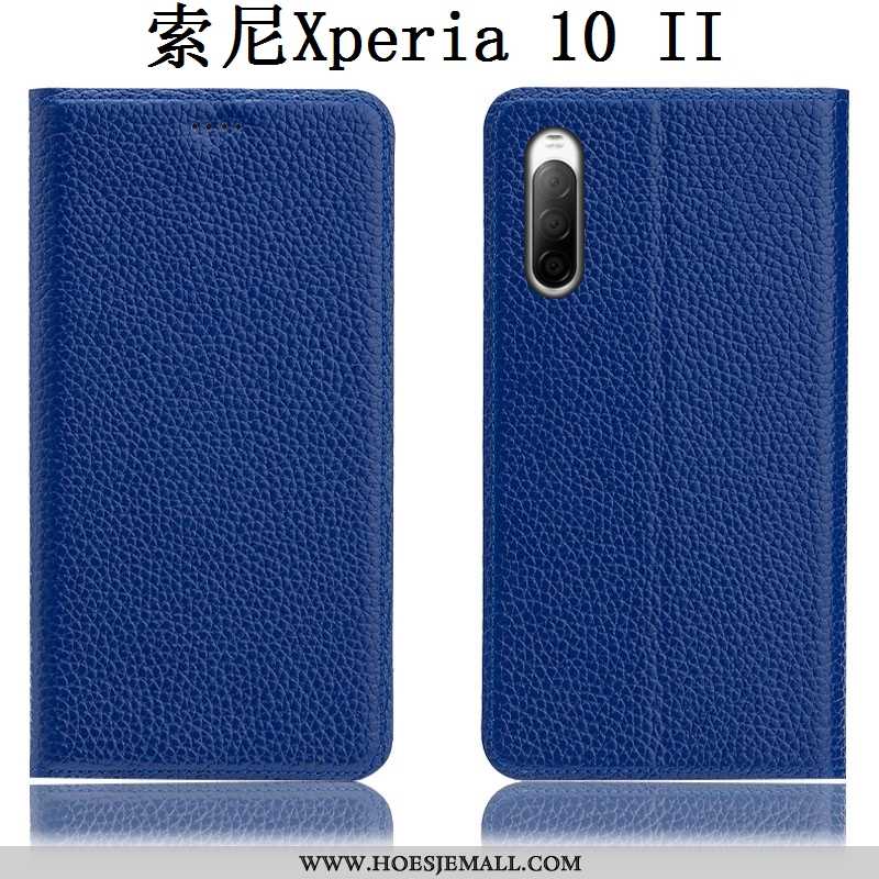 Hoes Sony Xperia 10 Ii Echt Leer Patroon Anti-fall Hoesje Bescherming Mobiele Telefoon Soort Aziatis