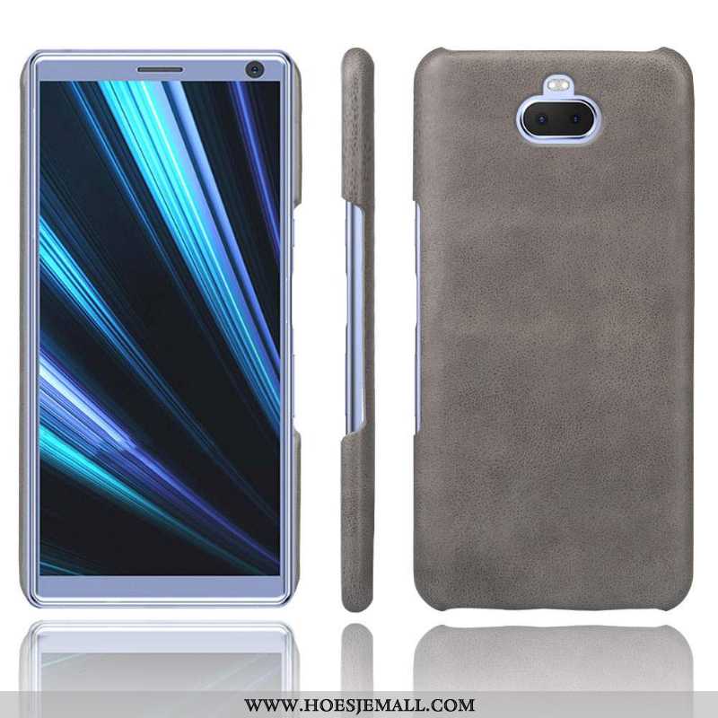 Hoesje Sony Xperia 10 Plus Leer Bescherming Donkerblauw Schrobben Anti-fall Leren Mobiele Telefoon D