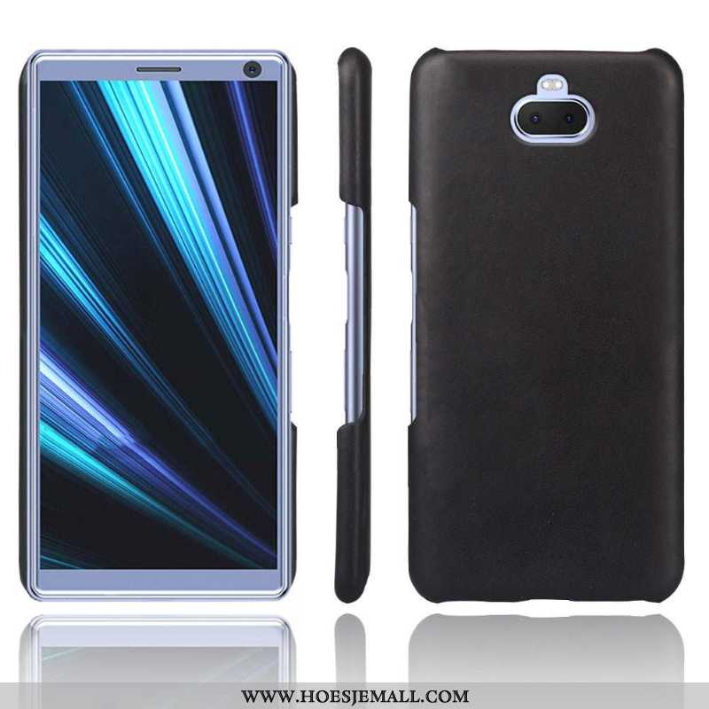 Hoesje Sony Xperia 10 Plus Leer Bescherming Donkerblauw Schrobben Anti-fall Leren Mobiele Telefoon D