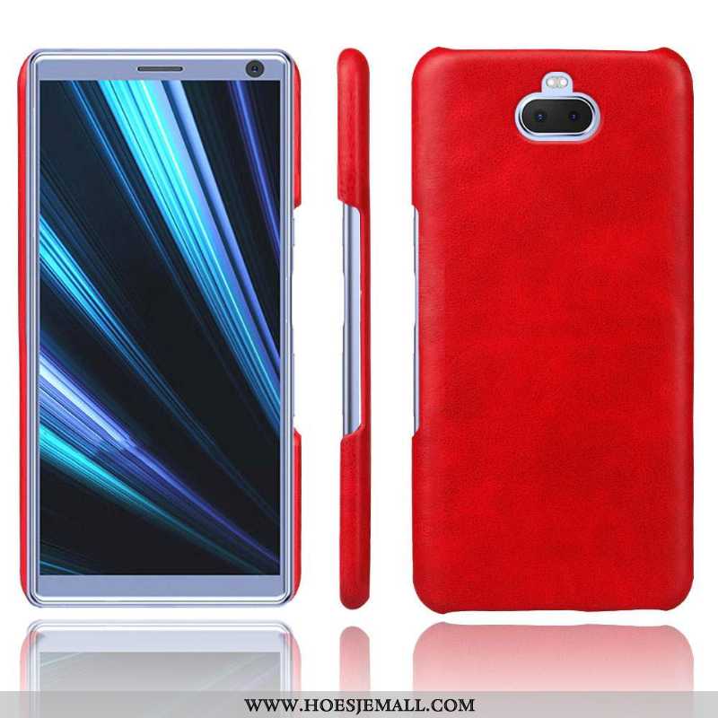 Hoesje Sony Xperia 10 Plus Leer Bescherming Donkerblauw Schrobben Anti-fall Leren Mobiele Telefoon D