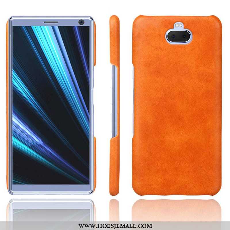 Hoesje Sony Xperia 10 Plus Leer Bescherming Donkerblauw Schrobben Anti-fall Leren Mobiele Telefoon D