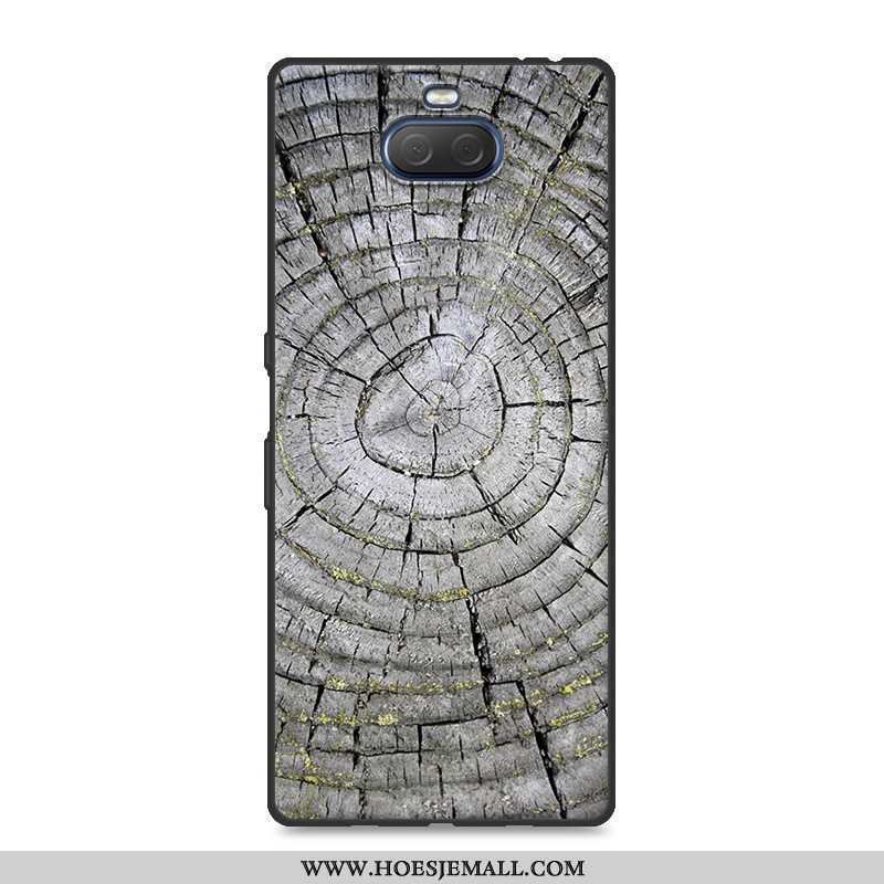 Hoes Sony Xperia 10 Plus Hout Siliconen Nieuw Bescherming Anti-fall Hoesje Mobiele Telefoon Witte