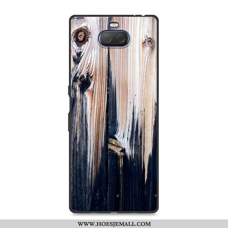 Hoes Sony Xperia 10 Plus Hout Siliconen Nieuw Bescherming Anti-fall Hoesje Mobiele Telefoon Witte