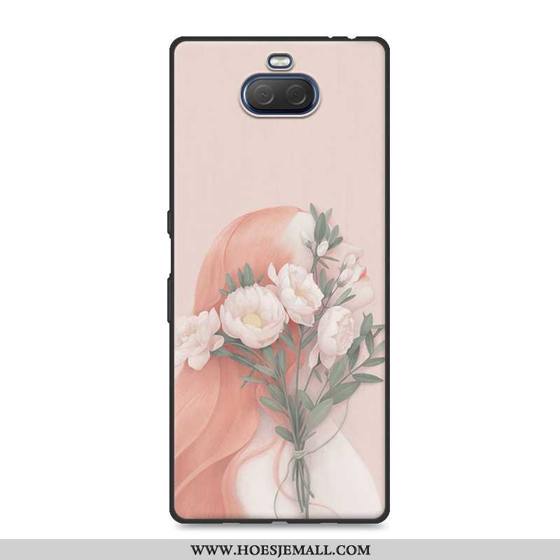 Hoesje Sony Xperia 10 Plus Zacht Siliconen Net Red Scheppend Mobiele Telefoon Bescherming Rood