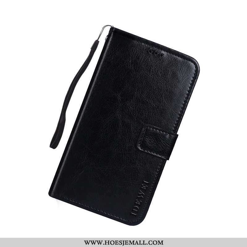 Hoesje Sony Xperia 10 Leren Bescherming Folio Hoes Zwart Mobiele Telefoon Zwarte