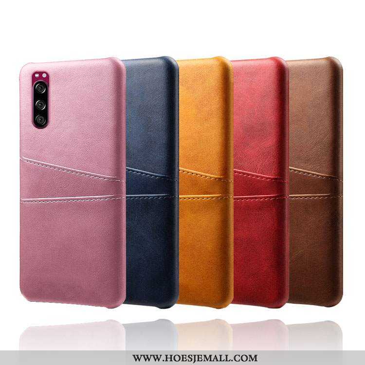 Hoes Sony Xperia 5 Bescherming Leer Mobiele Telefoon Kwaliteit Roze Hoesje