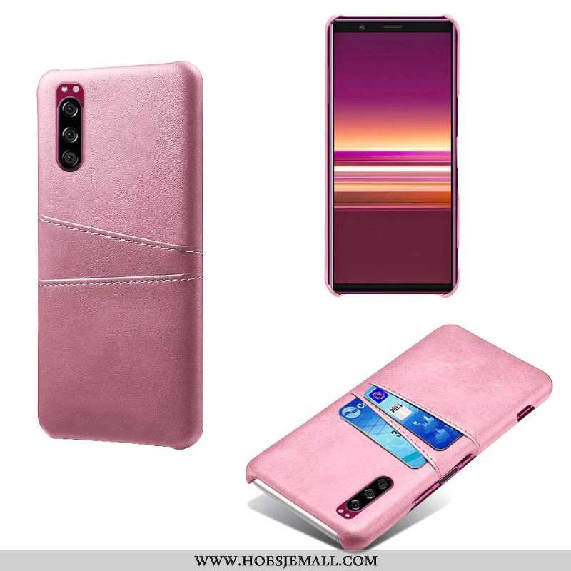 Hoes Sony Xperia 5 Bescherming Leer Mobiele Telefoon Kwaliteit Roze Hoesje