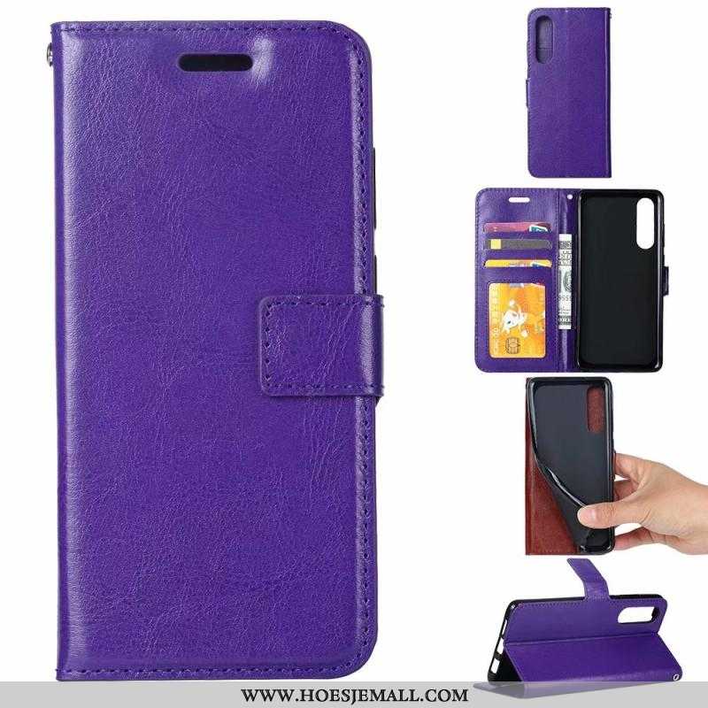 Hoesje Sony Xperia 5 Patroon Bescherming Leren Clamshell Mobiele Telefoon Hoes Purper