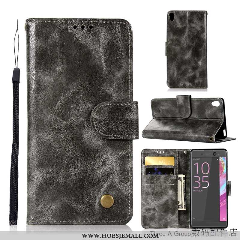 Hoesje Sony Xperia L1 Bescherming Leren Vintage Folio Bedrijf Grijs