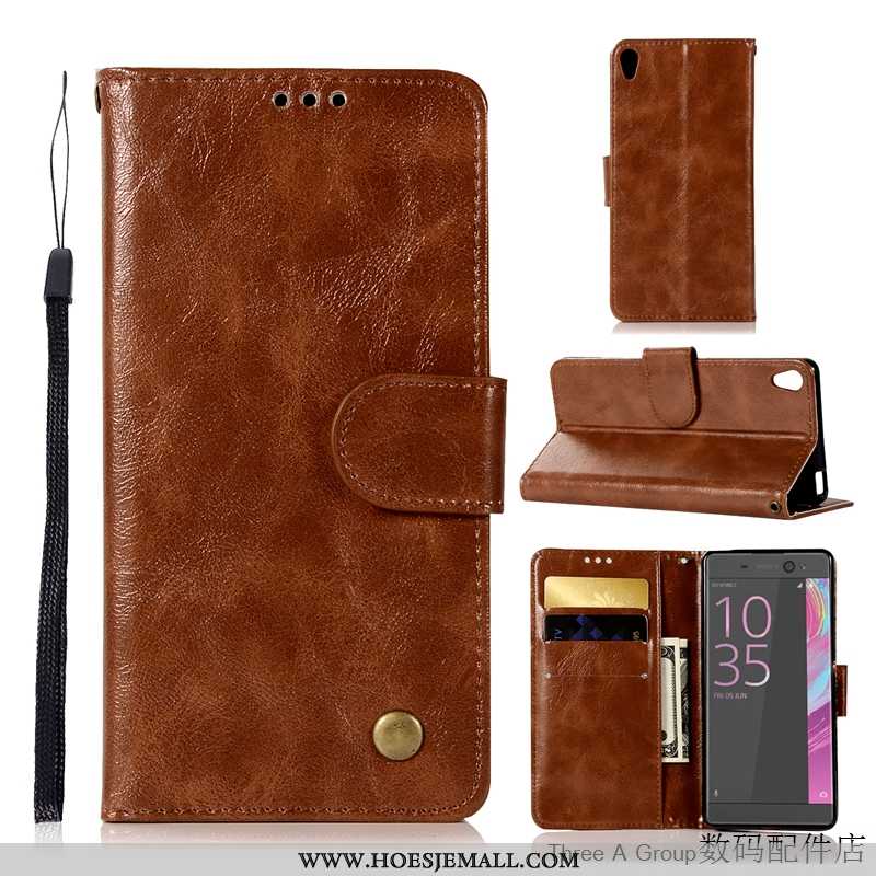 Hoesje Sony Xperia L1 Bescherming Leren Vintage Folio Bedrijf Grijs