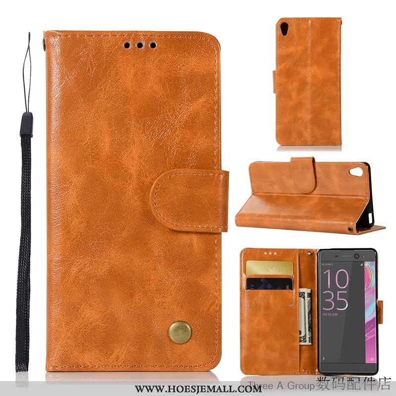 Hoesje Sony Xperia L1 Bescherming Leren Vintage Folio Bedrijf Grijs