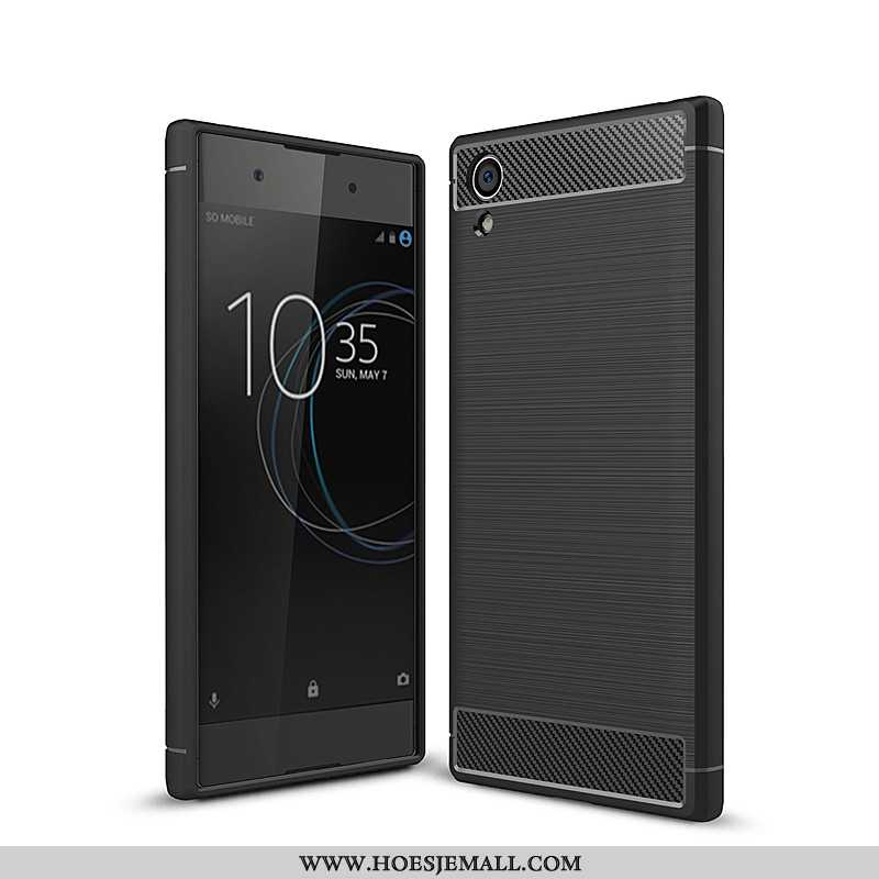 Hoesje Sony Xperia Xa1 Plus Trend Zacht Hoes Eenvoudige Mode Fiber Zwarte