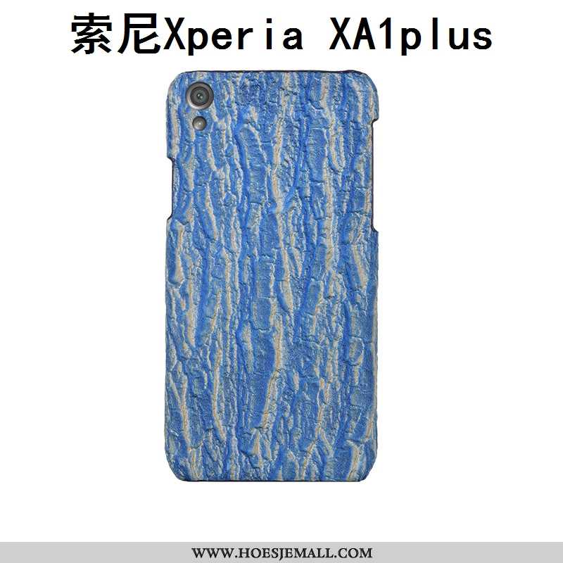 Hoes Sony Xperia Xa1 Plus Scheppend Echt Leer Mobiele Telefoon Blauw Persoonlijk Leer Achterklep Bla