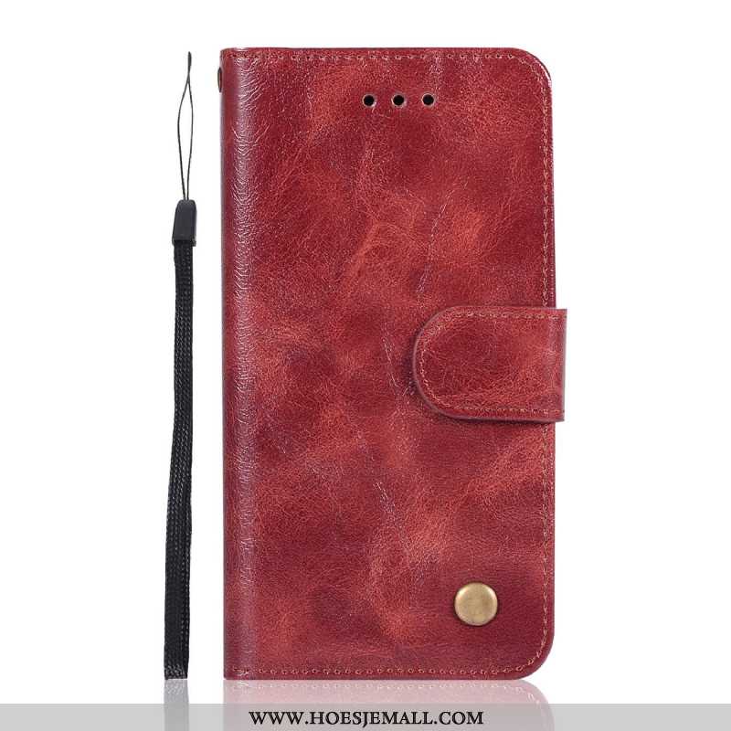 Hoesje Sony Xperia Xa1 Plus Leren Bescherming All Inclusive Mobiele Telefoon Rood Hoes